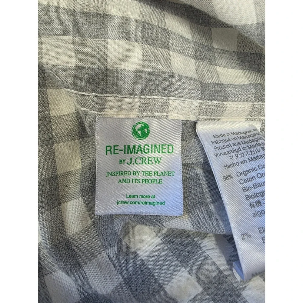 J.Crew Secret Wash Shirt Mens Medium Grey Gingham Organic Cotton Stretch Classic - Picture 4 of 11